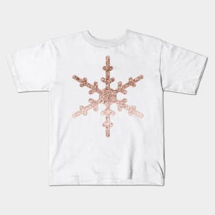 Sparkling rose gold glitter single snowflake Kids T-Shirt